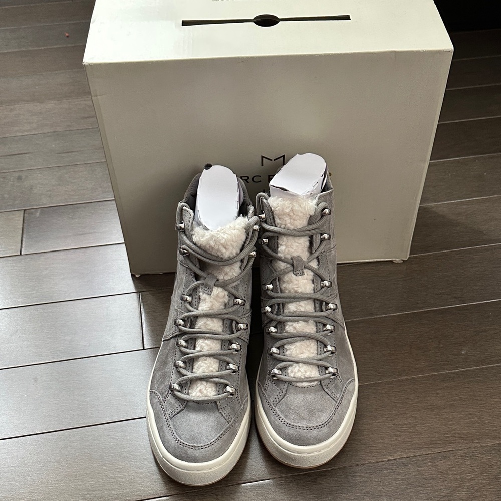 Marc Fisher Gray High-Top Sneakers with Fur Lining